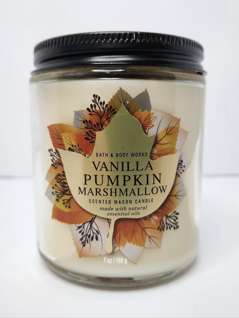 Bath & Body Works Vanilla Pumpkin Marshmallow Scented Candle - Cream